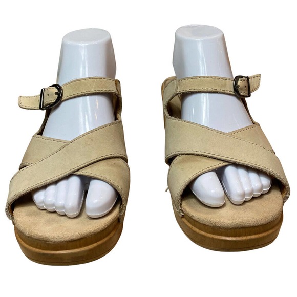 Dansko Women’s Size 40/US 9.5 Ivory Leather Cross Strap ‘Sela’ Slide Sandals - Picture 2 of 14